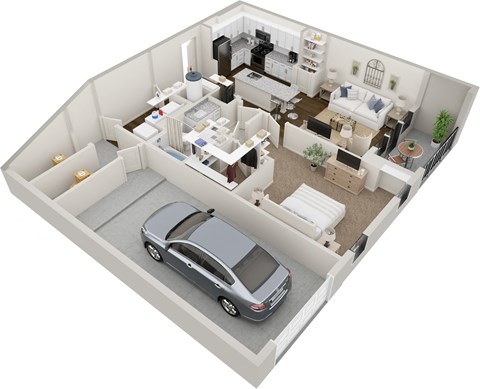 Floor plan for 1 bed, 1 bath, 1018 sqft